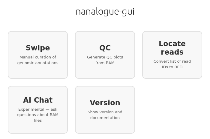 Nanalogue GUI landing page