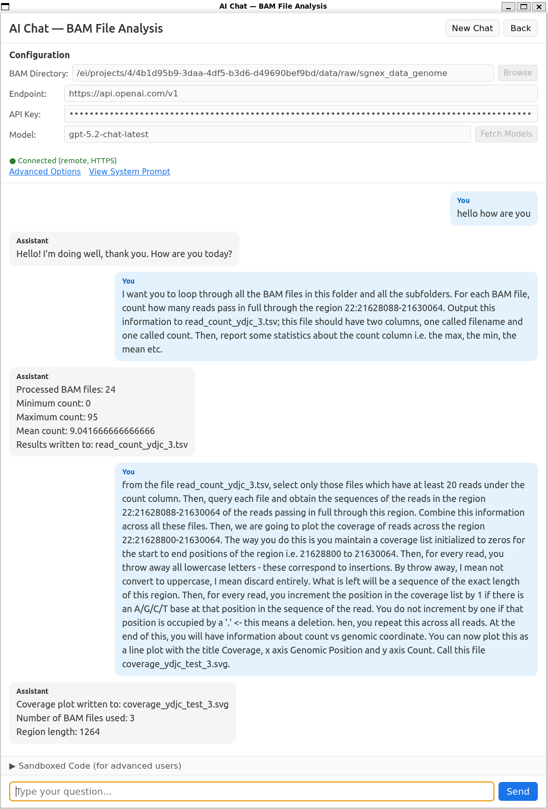 RNA-seq SG-NEx chat example screenshot